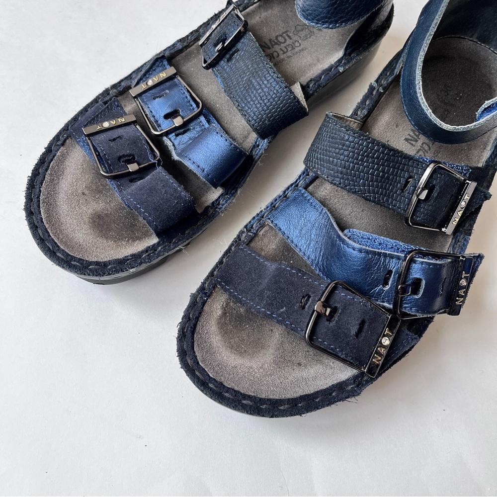 Naot Gladiator Navy Blue Leather Strappy Sandal Size EUR 36 US 5 - Picture 5 of 11